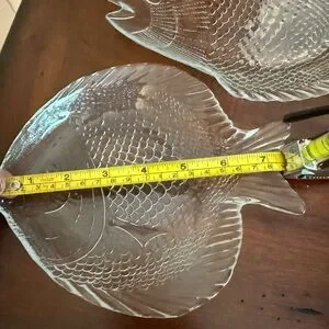 New Set Of Two Clear Fish-Shaped Glass Plates