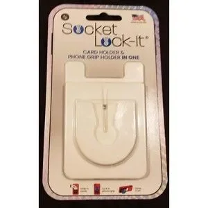 NEW Socket Lock-It Adhesive Card Holder & Phone Grip Holder All In One / WHITE