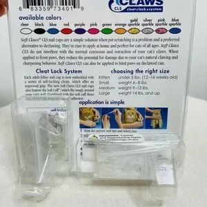 NEW Soft Claws 40 Nail‎ Caps + Adhesive Large Cat Size 14 Lb Clear Scratching