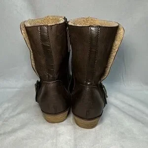 New Softwalk Rayne Brown Soft Leather Pull On Mid Buckle Bootie