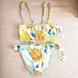 NEW The Bikini Lab Spanish Bloom Lace Up Back Sz Medium