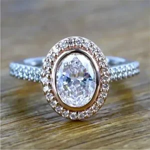 NEW Two-Tone 14k RoseGold/Sterling Silver Sim. Diamonds Ring