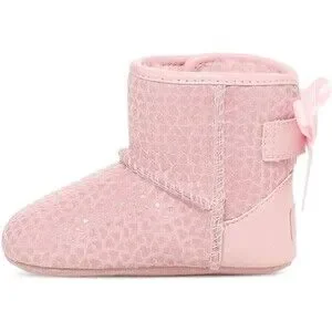 NEW UGG JESSE BOW II BOOTIES GEL HEARTS PINK FUR LINED NEW SIZE 0/1