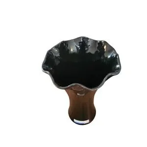 NEW Vintage 12" Haeger Glossy Black Vase Modernist Deco