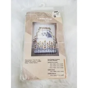 NEW Vintage Valance Tier Curtain Sunflower Country Set Floral Cottagecore