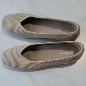 New Vivala Margot 2.0 Beige Loafers V-Cut Slip-on Square-toe Ballerina Flats 8