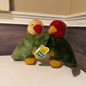 New With Tags Vintage Dakin 1981 Plush Hugging "Love Birds" Nature Babies 11"