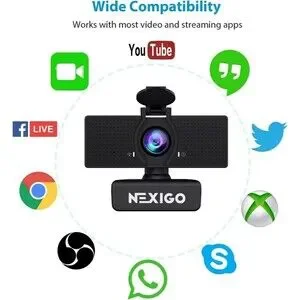 NexiGo N60 1080P Webcam with Microphone Adjustable FOV Zoom Software