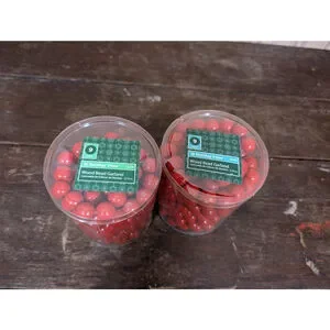NIB Holiday Time Red Wooden Garland W/2 Variations; Set Of 5
