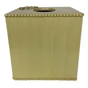 Nicole Miller New York Tissue Box Cover Delias Cream 3D Floral Applique Beads
