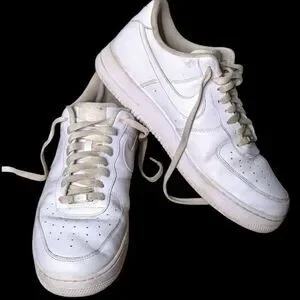 Nike Air Air Force 1 White Perforated Leather Sneakers Size Mens 13 47.5
