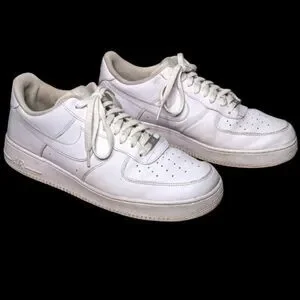 Nike Air Air Force 1 White Perforated Leather Sneakers size Mens 13 47.5