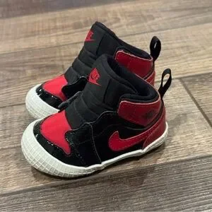 Nike Air Jordan 1 Crib Bootie Bred Black Red White Baby Shoes Size 3C AT3745-063