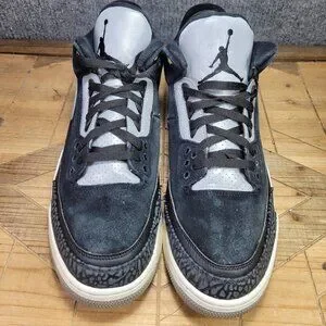 Nike Air Jordan 3 Mens 15 Retro Tinker Hatfield SP Black Cement Metallic Gold