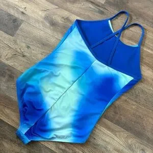 Nike Blue One Piece Swim Team Swimsuit Preworn Sz L (12-13 Yrs)