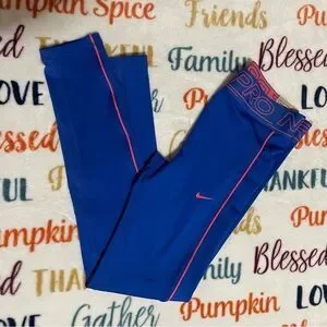 Nike Kids Royal Blue Leggings With Pink Accents