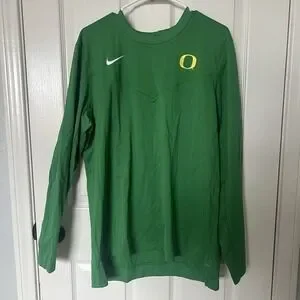 Nike Oregon Ducks Team Issued Green Sweatshirt Long Sleeve Dri Fit Mens Large