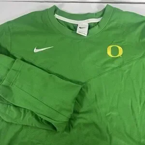 Nike Oregon Ducks Team Issued Green Sweatshirt Long Sleeve Dri Fit Mens Large
