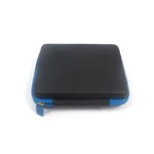 Nintendo 3DS Hard Shell Padded Travel Gaming Zip Cartridge Case Black Blue
