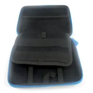 Nintendo 3DS Hard Shell Padded Travel Gaming Zip Cartridge Case Black Blue