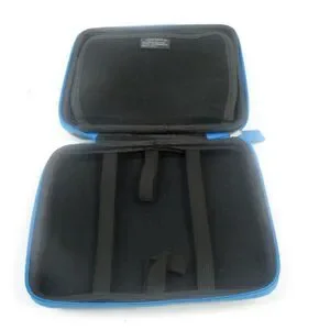 Nintendo 3DS Hard Shell Padded Travel Gaming Zip Cartridge Case Black Blue