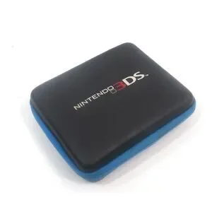 Nintendo 3DS Hard Shell Padded Travel Gaming Zip Cartridge Case Black Blue