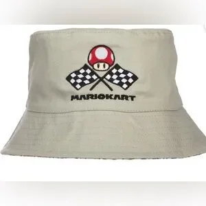 Nintendo Mario Kart Tan Bucket Hat Super Mario Hat Boys Hat Reversible Hat