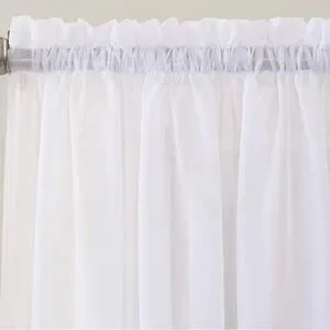 No. 918 Emily Sheer Voile Rod Pocket Curtain Panel 59" X 63" White 2 pack