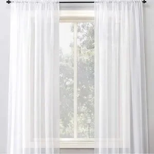 No. 918 Emily Sheer Voile Rod Pocket Curtain Panel 59" x 63" White 2 pack