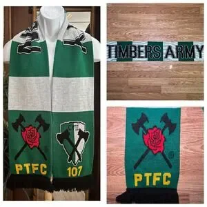 No Pity Portland Timbers Army Green and White Soccer Football Hooligans Scarf