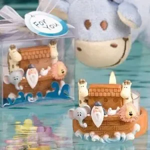 Noah's Ark And Friends Candle Holder Baby Shower Favor Elephant Giraffe Lion