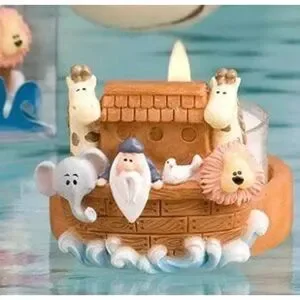 Noah's Ark and Friends Candle Holder Baby Shower Favor Elephant Giraffe Lion