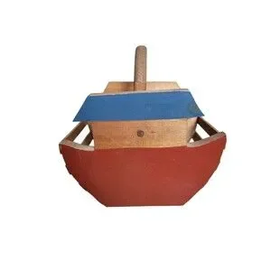 Noahs Ark Basket Wooden Hand Painted 10" X 7.5"