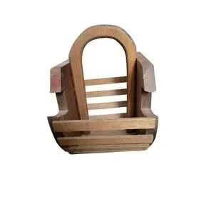 Noahs Ark Basket Wooden Hand Painted 10" X 7.5"