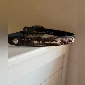NOCONA BELT COMPANY WESTERN LEATHER Kids Belt. Size 26 Justin Boots Belt Buckle