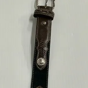 Nocona Western Belt Youth Leather Concho Embroidered Sz 22 N4415801