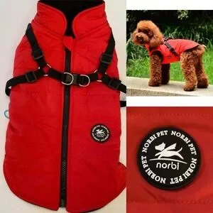 Norbi Pet Dog Fleece Lined Harness Jacket Vest Coat parka XL New Red
