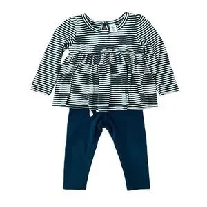 Nordstrom Baby Striped Blouse and Pants Outfit Set 2 Pc Size 12 Months Blue