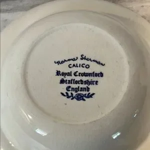 Norma Sherman Calico Cat Dish Blue And White Cat Bowl England Vintage