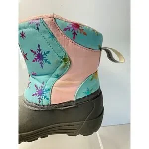 Northside Snow Boots Kids Size 6 Aqua Pink Snowflake Winter Boots