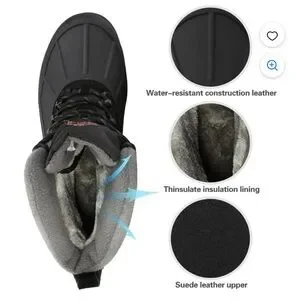 NORTIV8 Mens Black Winter Snow Boots 3M Thinsulate Water Resistant 6 Outdoor 1M