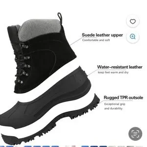 NORTIV8 Mens Black Winter Snow Boots 3M Thinsulate Water Resistant 6 Outdoor 1M