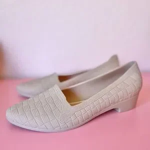 Nude Woven Textured Almond Toe Ballet Flats By Passage