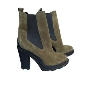 NWOB Marc Fisher Green & Black LTD Ramio High Heel Ankle Boots Size 7.5M