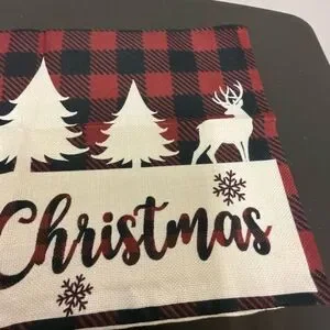 NWOT 19.5x12 Merry Christmas Holiday Decorative Pillow Cover Sham Trees Deer