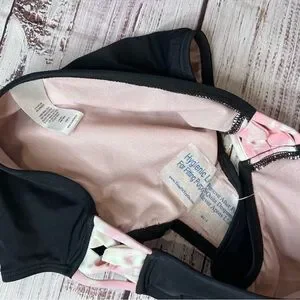 NWOT Black Bikini Swim Bottom With Pink And White Tie Die Accent