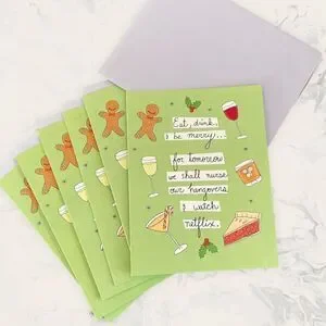 NWOT Set Of 6 Christmas Greeting Cards - Size 4” x 5 1/2” - Multicolor