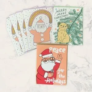 NWOT Set of 6 Christmas Greeting Cards - size 4” x 5 1/2” - multicolor