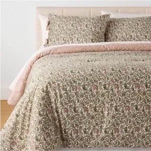 NWT 3pc Full/Queen Reversible Floral Comforter Set Pink/ Green- Studio McGee