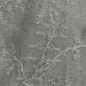 NWT Alvera Grommet Window Embroidered Panel Pair Silver 76” W X 84”L